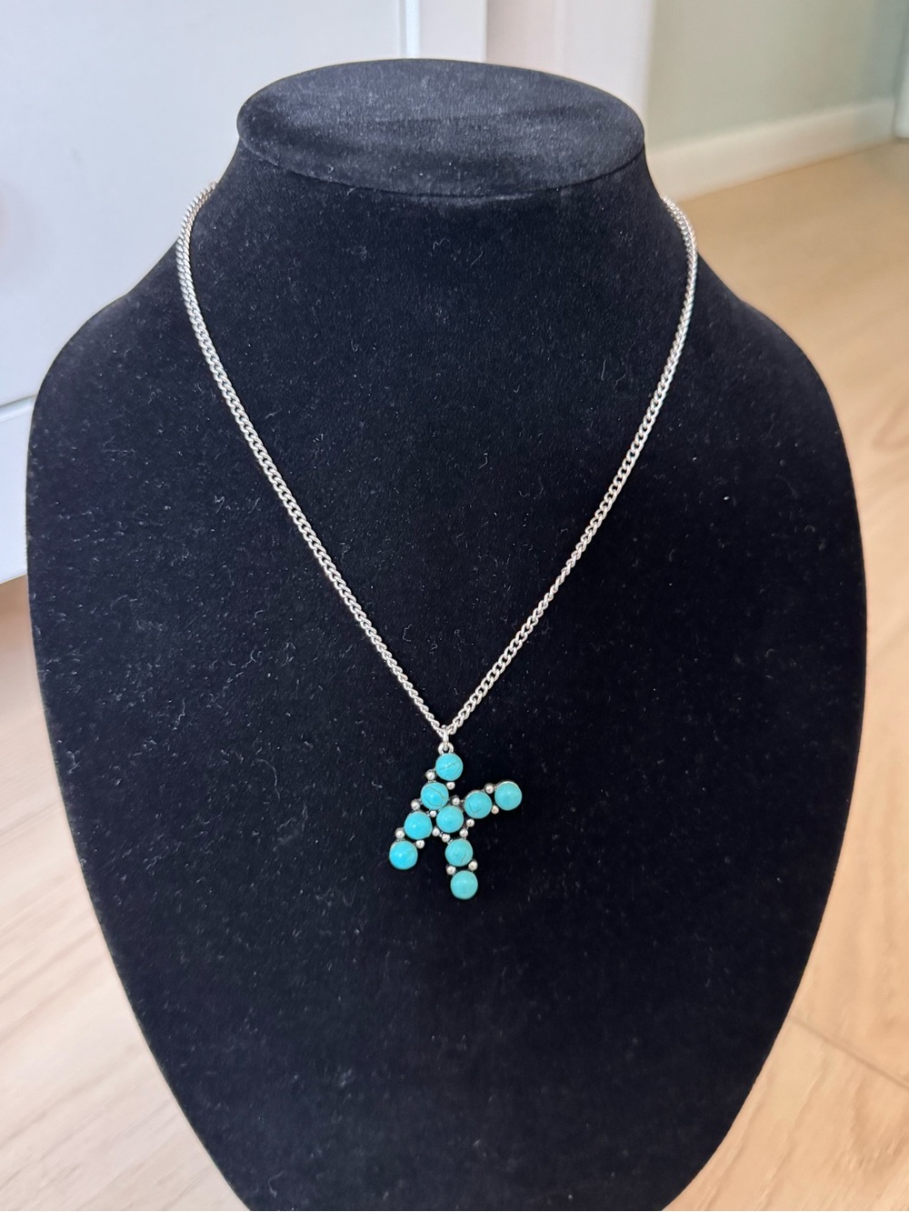 Turquoise Cluster Pendant Necklace - Women's Silver Chain